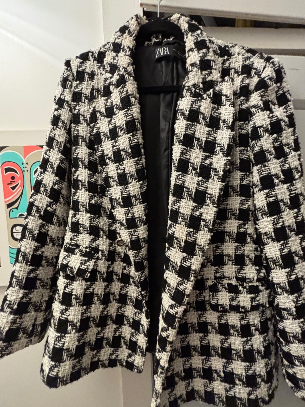 Zara Black and White Tweed Blazer